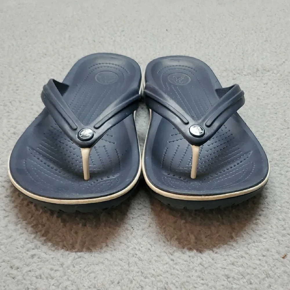 CROCS Men's Dark Blue Flip Flops Size 8